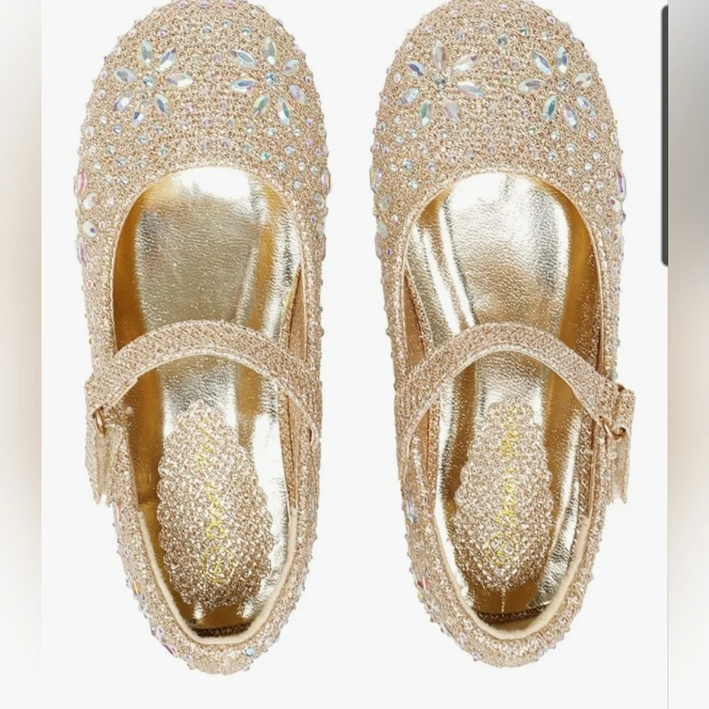Dream Pairs Glittering Gold  Mary Jane Style Kids Dress Shoes Size 10